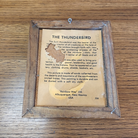 Vintage Art Vintage 6s70s Framed Zuni Thunderbird Sand Art New